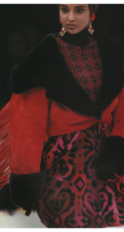 1988-89 F/W Baroque Print Cotton Velvet Bubble Mini Skirt
