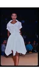 1988 S/S Red Linen Petal Hem High-Waisted Skirt