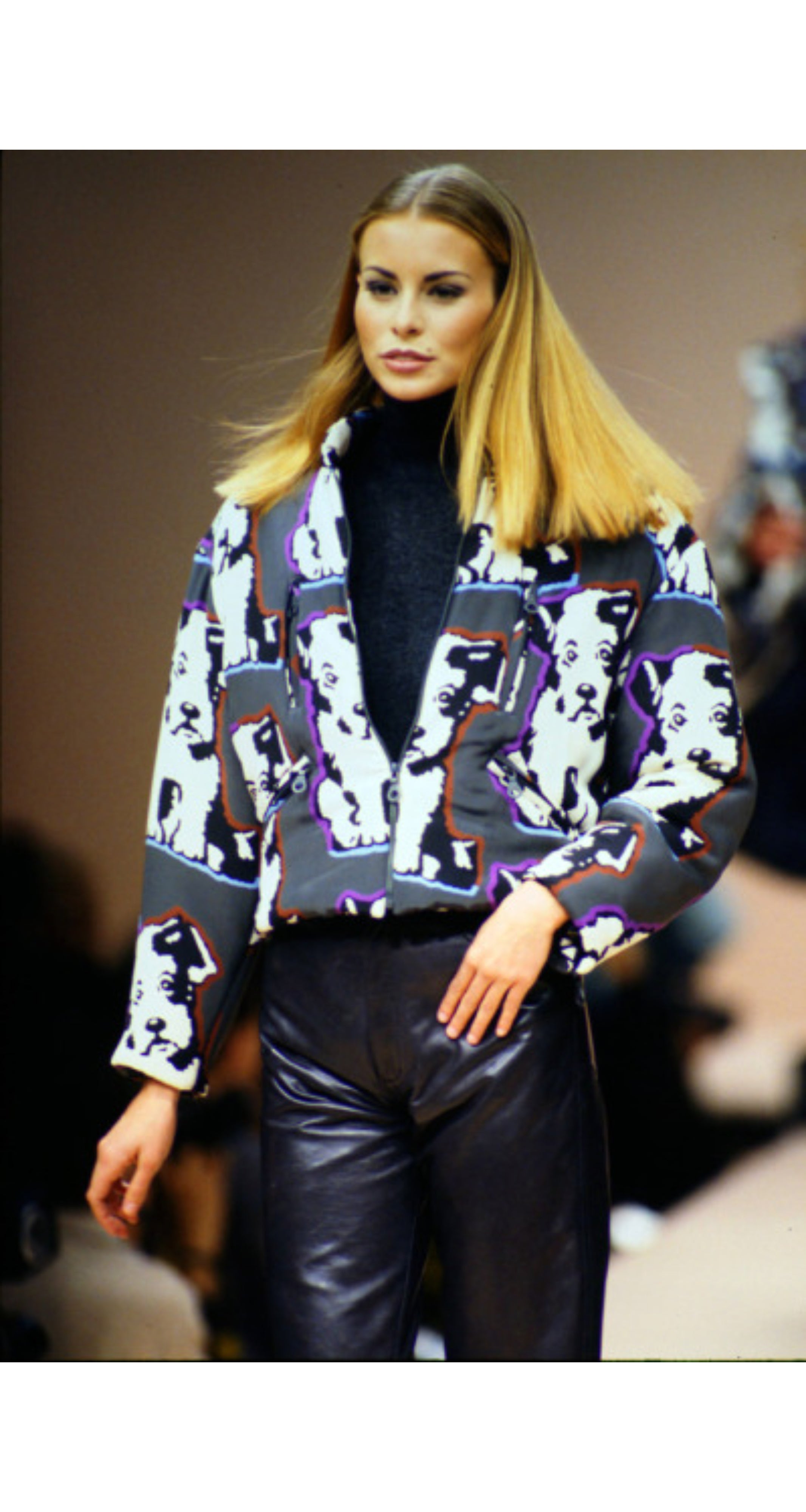 1992-93 F/W Dog Pop Art Print Silk Swing Coat