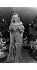 1979 S/S Floral Cotton Ruffle Off-The-Shoulder Dress