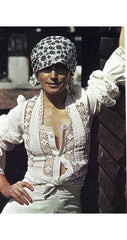 1971 Documented Crochet Inset Purple Cotton Blouse