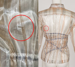 1996 S/S Transparent Metallic Striped Button-Up Top