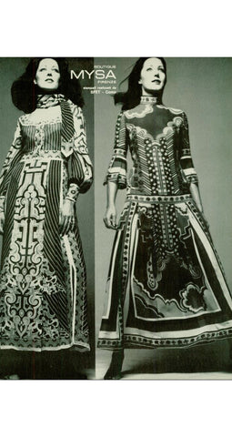 1972 S/S Geometric Print Silk Chiffon Maxi Dress