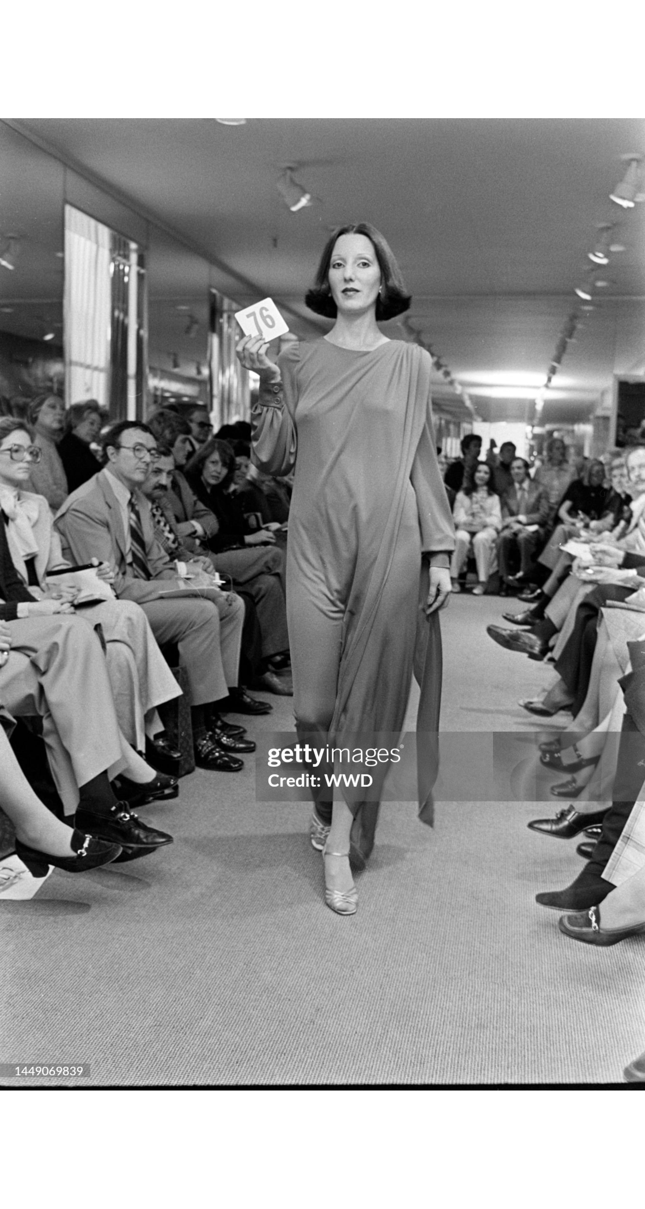 1975-76 F/W Black Jersey One-Shoulder Grecian Gown