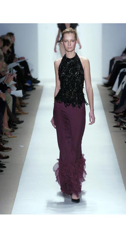 2004-05 F/W Burgundy Silk Chiffon Petal Evening Skirt