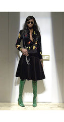 2000 F/W Black Ribbed Cotton Velvet Circle Skirt
