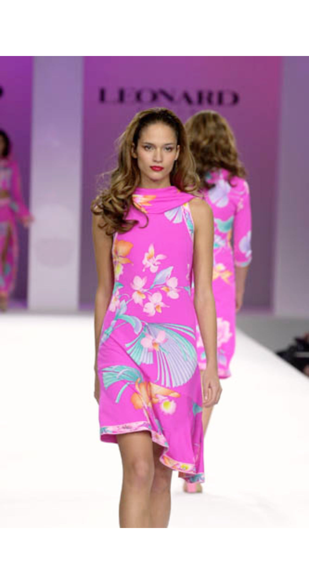 2001 S/S Floral Yellow Silk Jersey Asymmetrical Dress