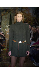 2001-02 F/W Brown Merino Wool Cable Knit Turtleneck Maxi Dress