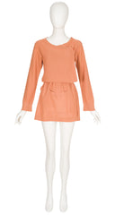 1970s Burnt Orange Wool Knit Convertible Sweater