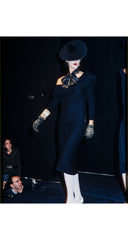 1982 S/S Indigo Wool Knit Ruffle Collar Dress