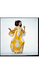 1969 S/S Demi-Couture Pineapple White Silk Crepe Dress