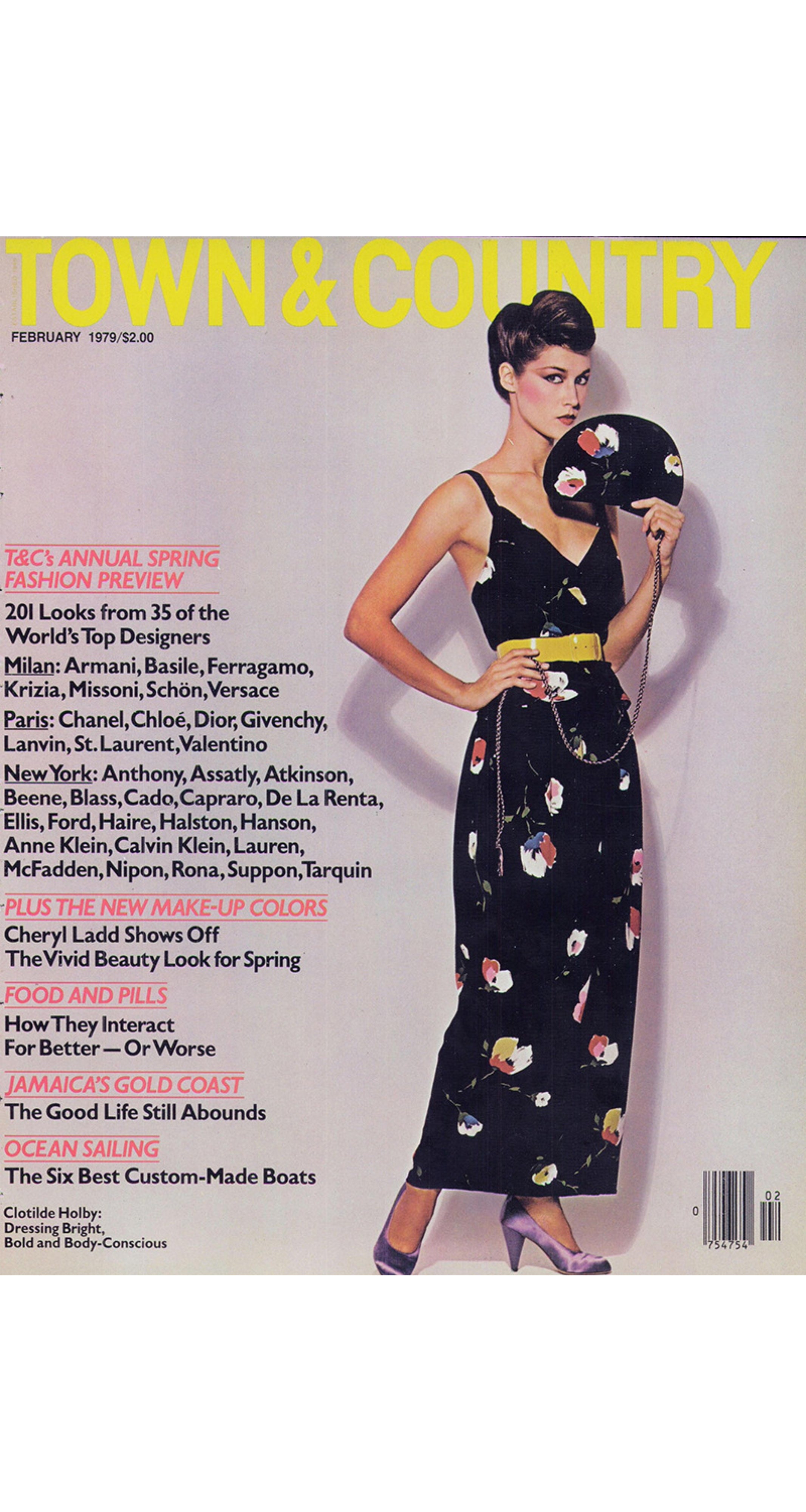 1979 S/S Floral Navy Silk Top & Wrap Skirt Set