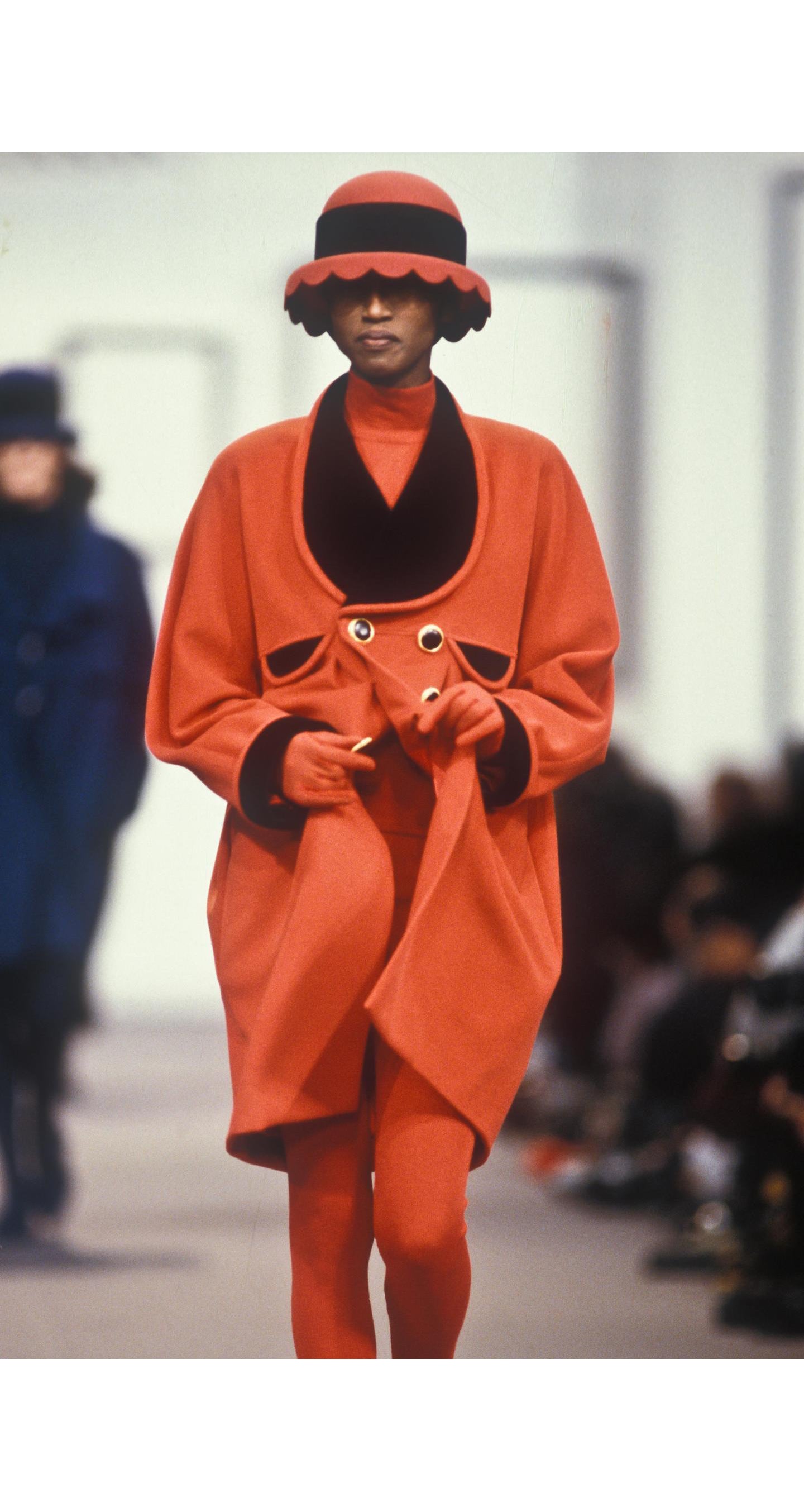 1989-90 F/W Mustard Wool & Black Velvet Skirt Suit