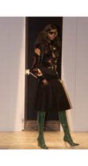 2000 F/W Black Ribbed Cotton Velvet Circle Skirt