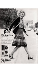 1973-74 F/W Feather Geometric Print Black Wool Jersey Pleated Skirt