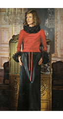 1972-73 F/W Demi-Couture Red & Black Silk Satin Pierrot Evening Set