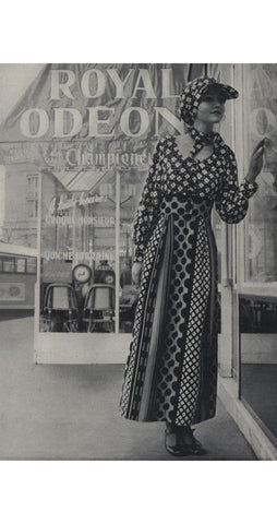 1971 S/S Mixed Print Orange Cotton Pleated Skirt