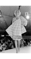 1978 S/S Egg Mixed Print Powder Blue Silk Peasant Dress