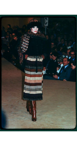 1976-77 F/W Russian Collection Geometric Wool Challis Wrap Skirt
