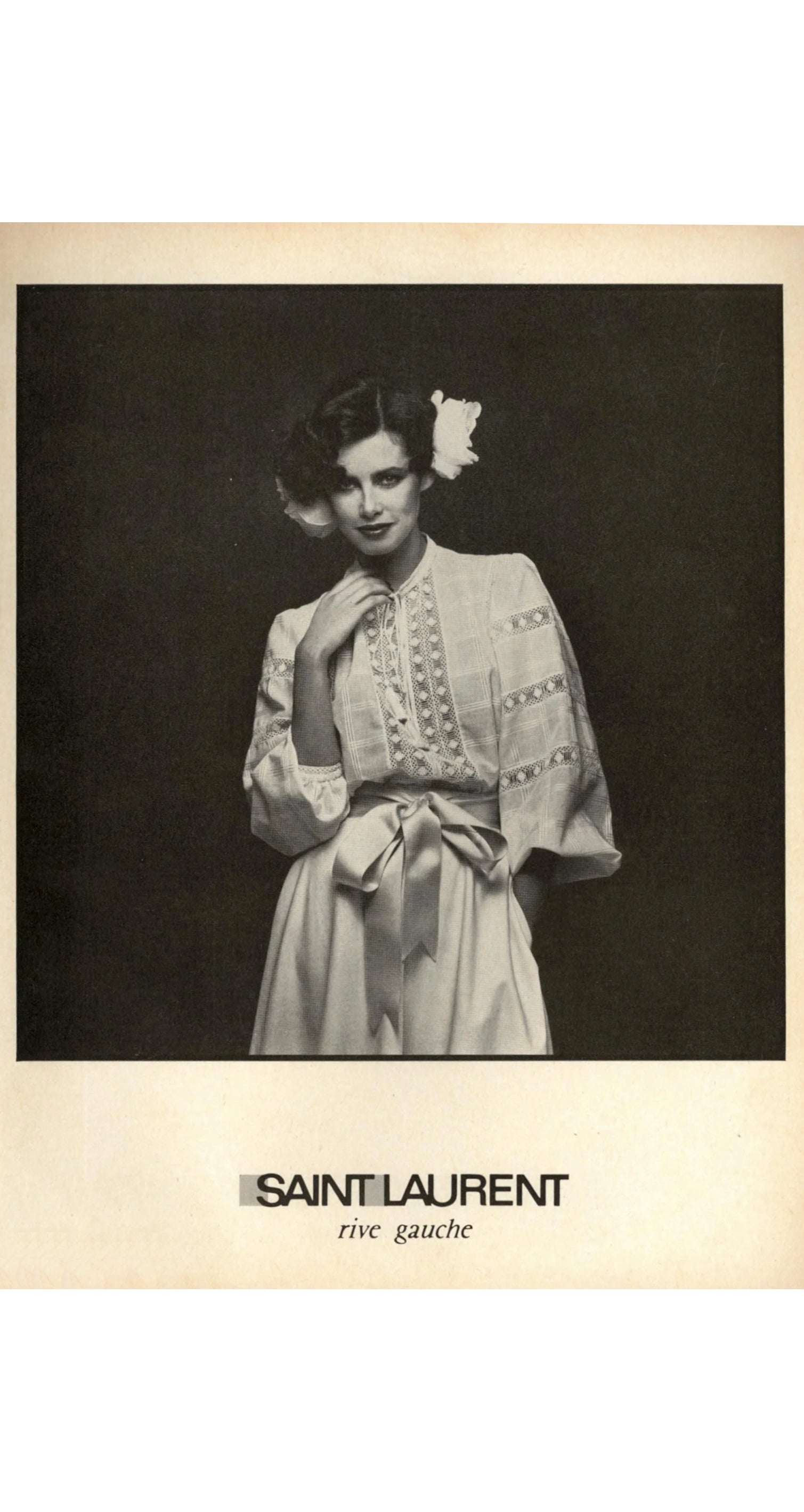 1977 S/S Ad Campaign White Eyelet Cotton Peasant Blouse