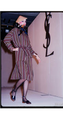 1979 S/S Striped Woven Cotton Belted Shirt Dress