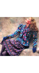 1980-81 F/W Ikat Print Silk Tie-Neck Blouse
