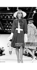 1984 S/S Polka Dot Navy Silk Double-Breasted Dress