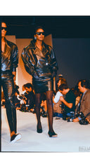 1987 S/S Black Leather High-Waisted Mini Skirt