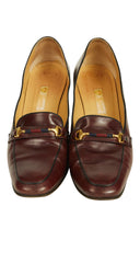 1970s Burgundy Leather Horsebit Loafer Heels