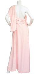 1980s Pink Silk Draped Jersey Goddess Gown