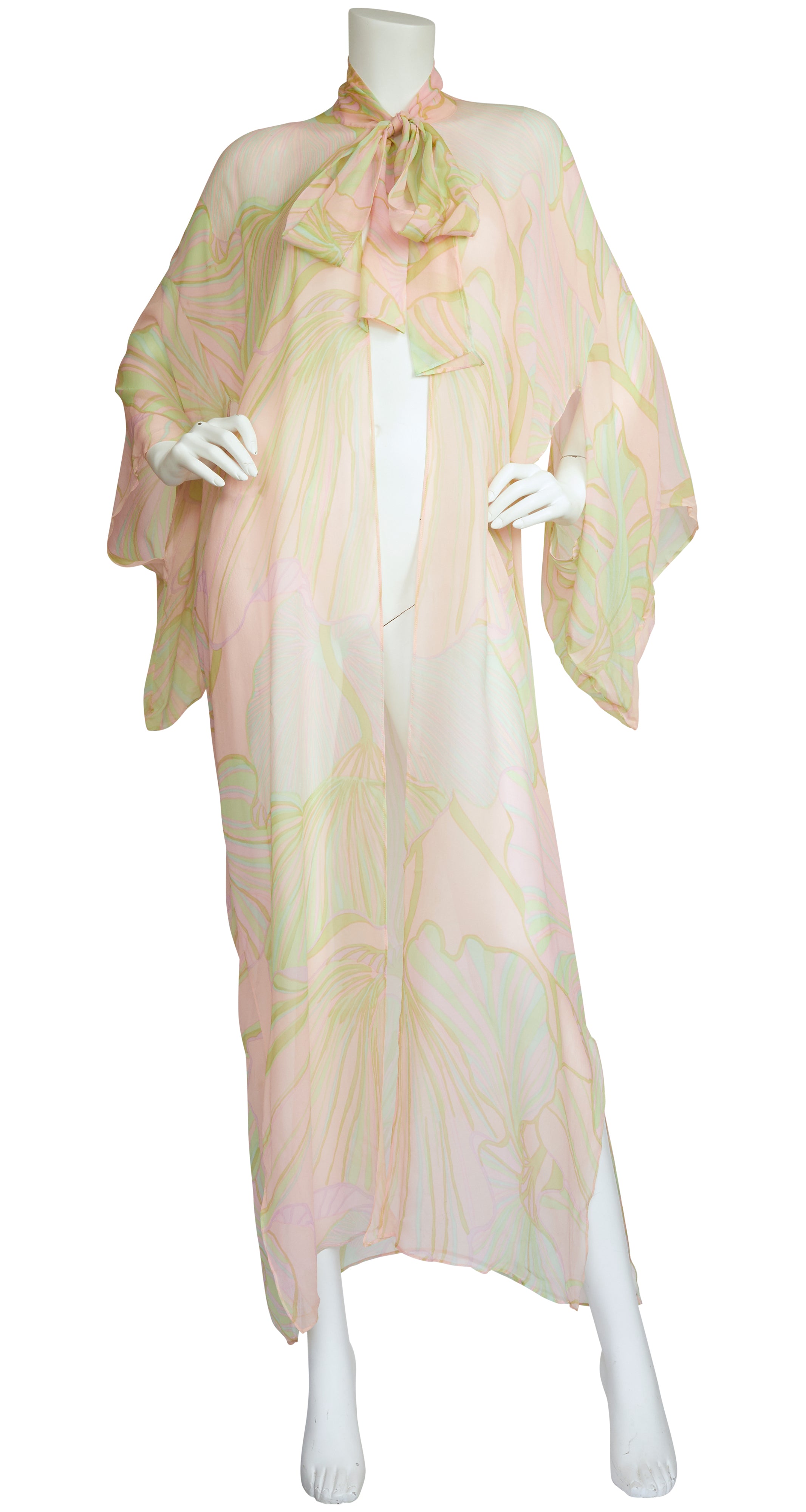 1960s Pastel Sheer Silk Chiffon Kimono