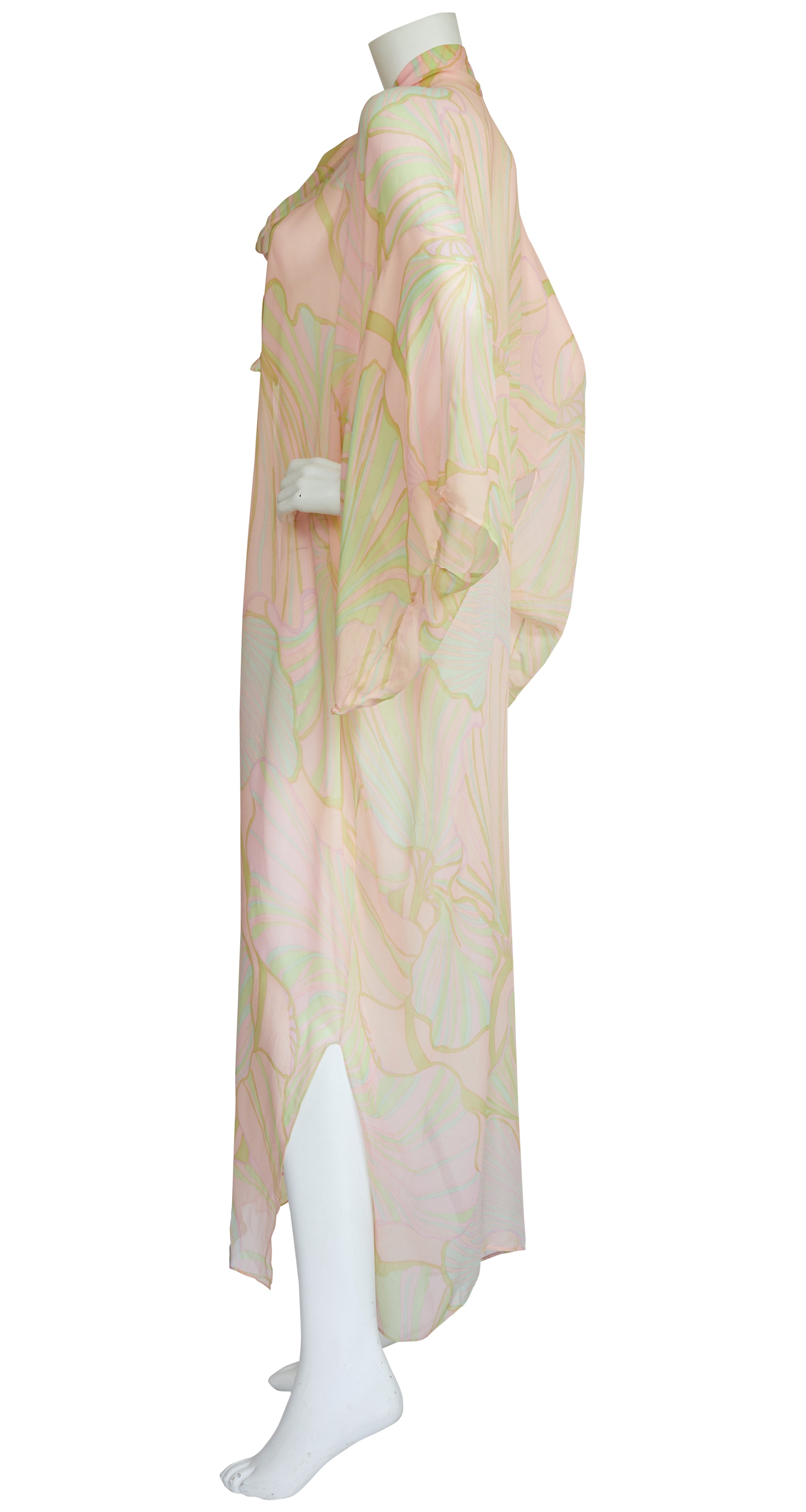 1960s Pastel Sheer Silk Chiffon Kimono