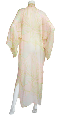 1960s Pastel Sheer Silk Chiffon Kimono
