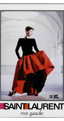 1988 Ad Campaign Black Silk Velvet & Taffeta Evening Gown