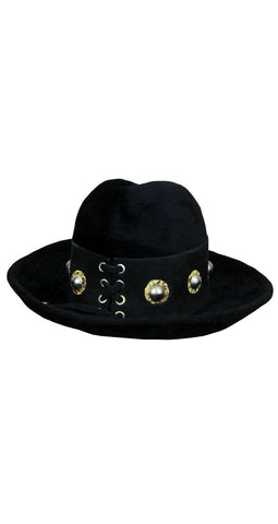 c.1970 Snakeskin Studded Black Fur Hat
