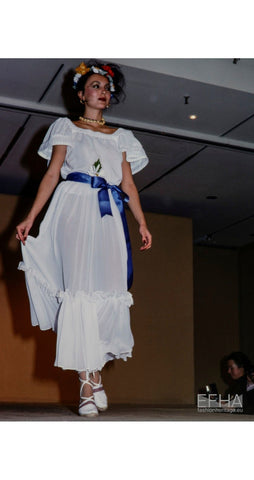 1977 S/S Runway Black Gauze Ruffle Midi Skirt