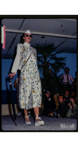 1978 S/S Documented Floral Blood Orange Rayon Wrap Skirt