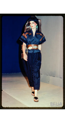 1982 S/S Runway Pinstripe Cotton Wrap Top