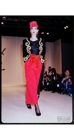 1989-90 F/W Gold Studded Red Leather Sash Belt