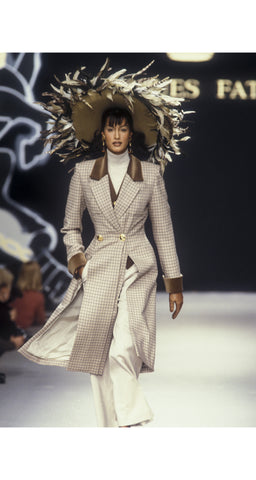 1993 FW Runway Houndstooth Wool & Velvet Coat