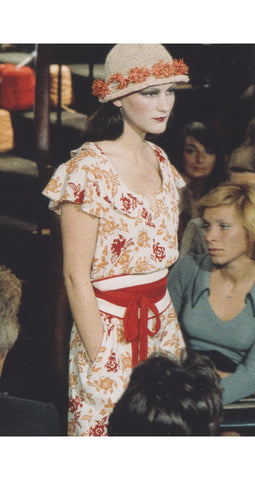 1974 S/S Striped & Floral Green Cotton Skirt Set