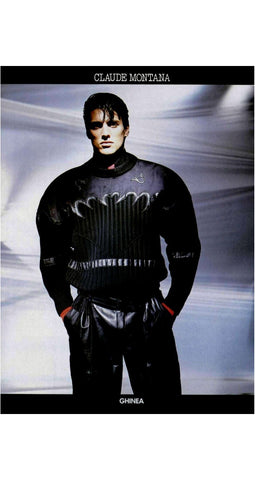 1984 F/W Ad Campaign Men's Suede & Wool Knit Sweater