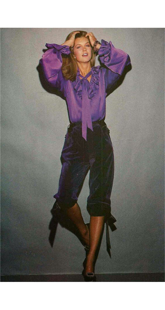 1979 Documented Purple Ruffle Silk Blouse