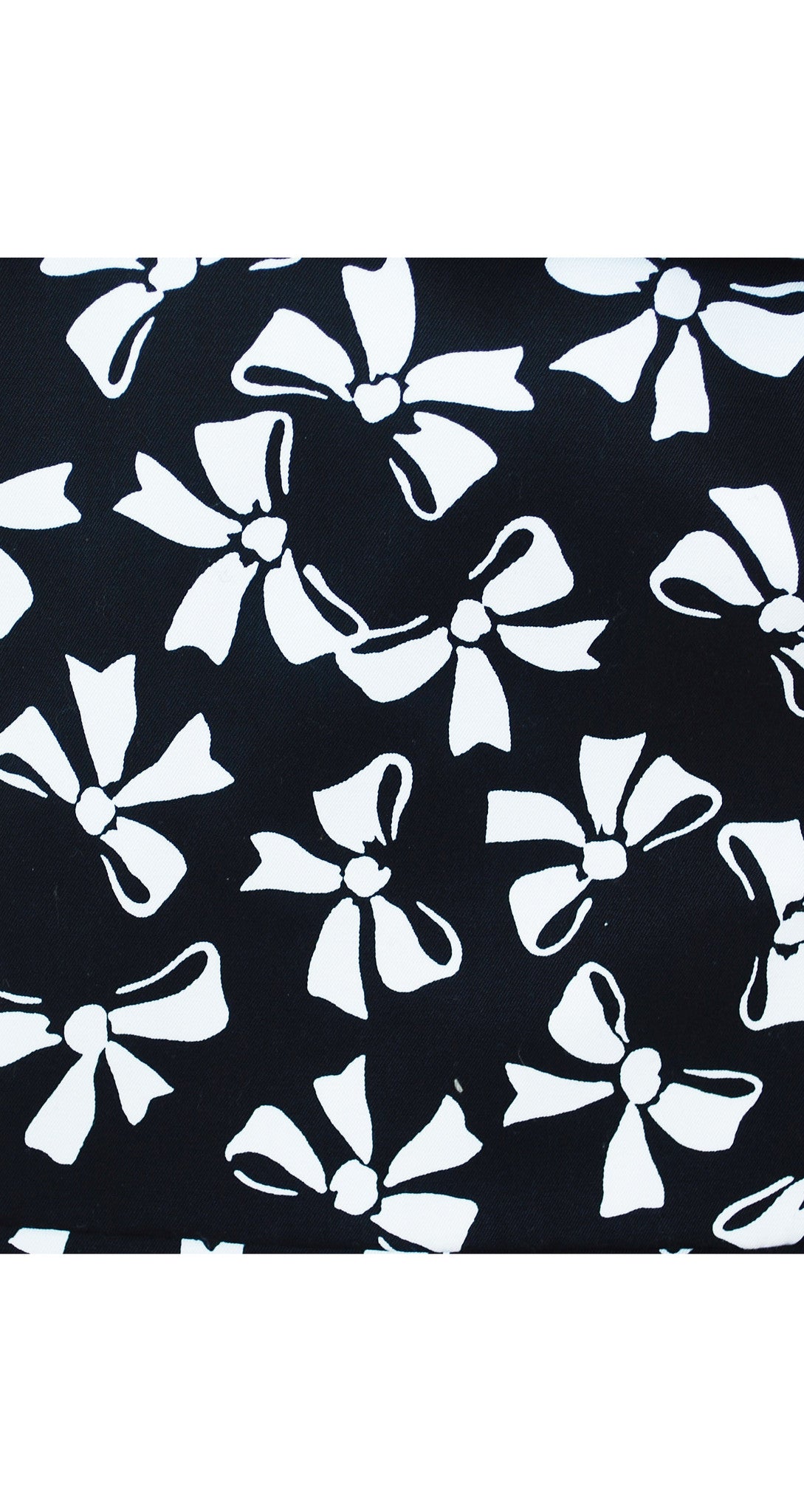 1987 S/S Documented Bow Print Black & White Cotton Strapless Dress