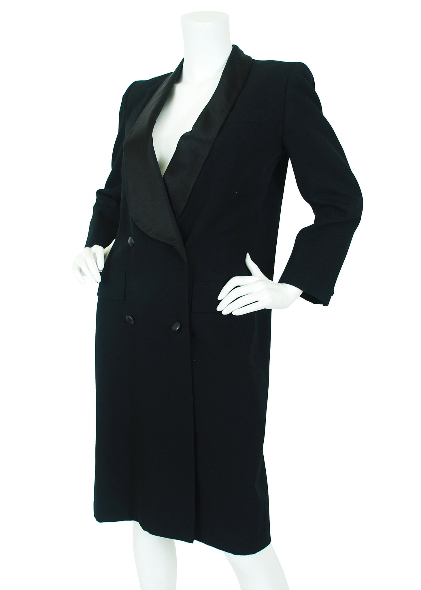 1980 F/W Haute Couture Black Wool Tuxedo Coat