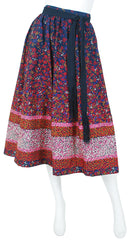 1970s Abstract Spotted Tassel Belt Full Skirt