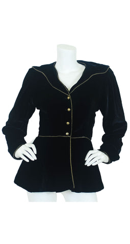 1981 Black Velvet Gold Trim Jacket
