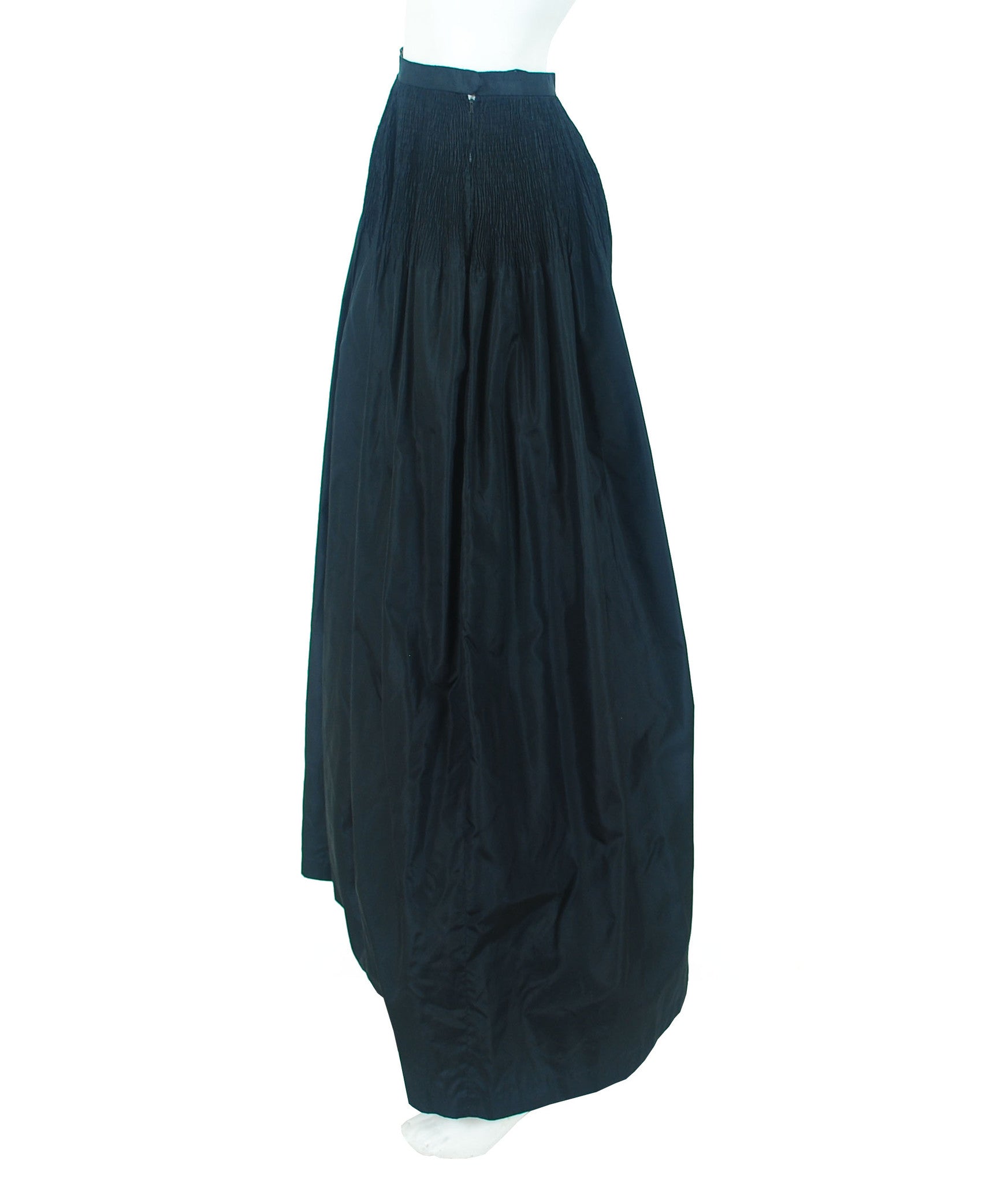 1970s Black Silk Taffeta Evening Skirt