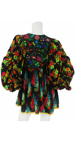 1970's Floral Billowing Sleeve Blouse