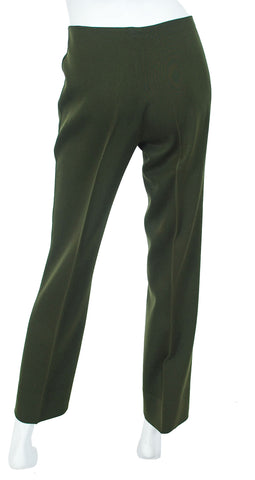 1970s Brown Wool Logo Leather Trim Trousers